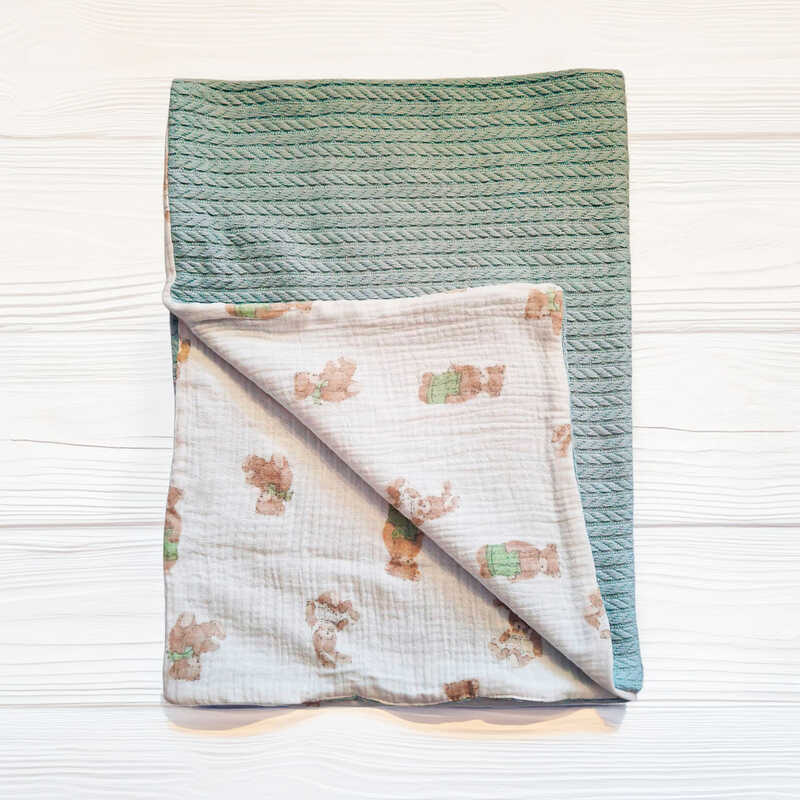 гр Плед для немовлят 16723 (1) в’язане полотно, МУСЛІН, розмір 100*80 см "Bimbo"