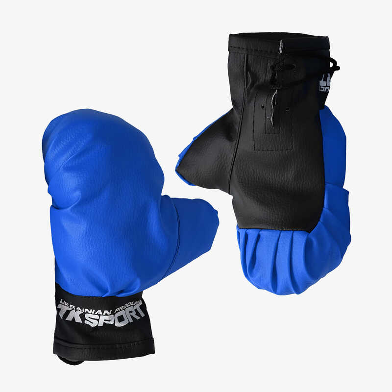 гр Боксерські рукавички Б-28643 колір чорно-сині, 6 унцій (1) "TK Sport", у пакеті