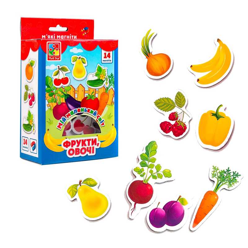 гр Набір магнітів "Мій маленький світ. Фрукти, Овочі" (8) VT3106-11 укр  "Vladi Toys"