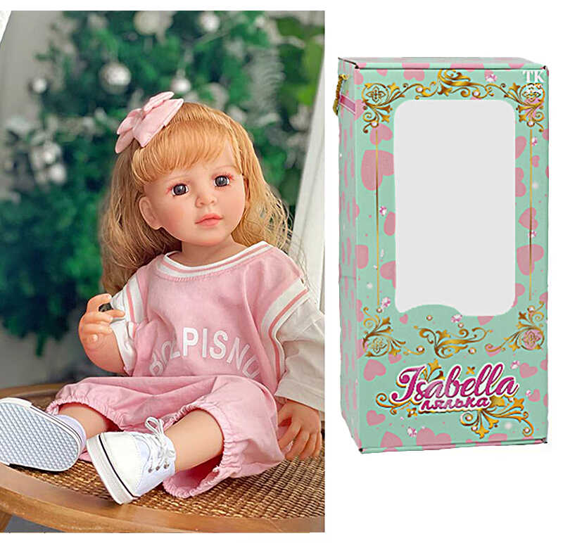 Лялька QM 102 (12) "TK Group", висота: 50 см, гумова, імітація скляних очей, пустушка, пляшечка, памперс, прикраса, взуття, в коробці