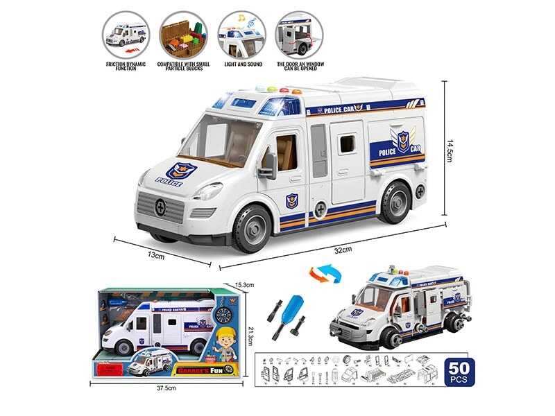 Спецтехніка YW 8088 A (24/2) "Поліція", звуки, підсвічування, інерція, конструктор, викрутка, в коробці