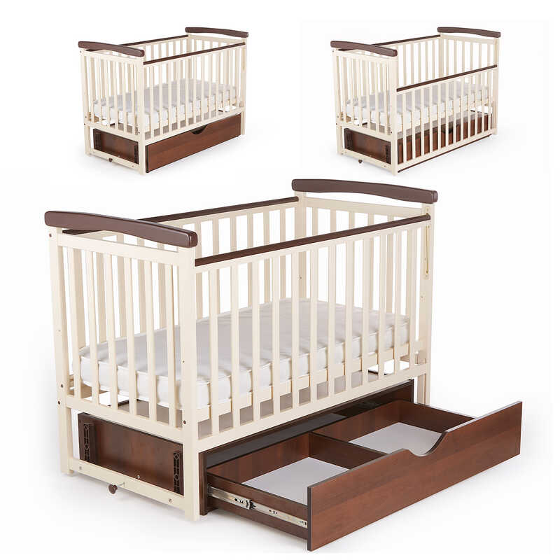 гр Ліжечко БУК "Мрія" колір ванільно-горіховий, з шухлядою DS-302 (1) маятниковий механізм