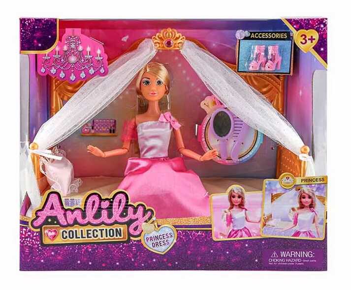 Лялька 616328 (12) висота - 31 см, шарнірні суглоби, гумова голова, ліжко, аксесуари, в коробці