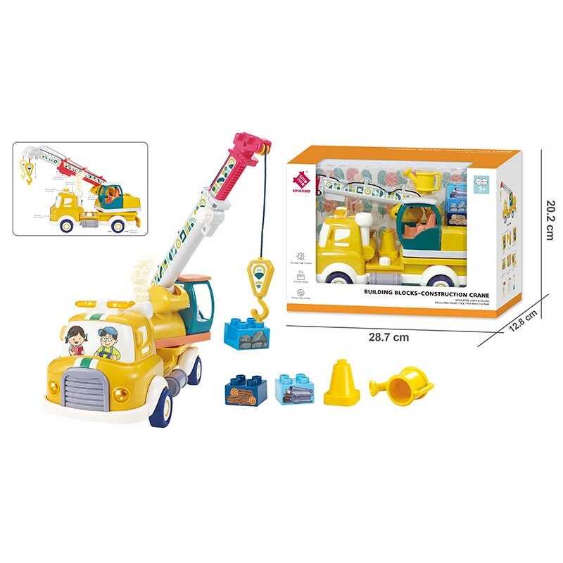 Спецтехніка A 88033 (18) інерція, підсвічування, звуки, парогенерація, рухомі елементи, конструктор, на батарейках, в коробці