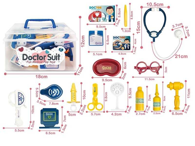 Набір лікаря 8807-3 (72/2) медичне приладдя, муляжі ліків, окуляри, у валізі