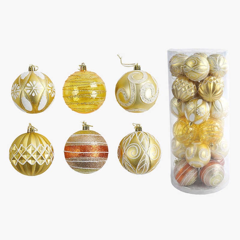 Новорічні прикраси C 67623 (18) 24 штуки, кульки, D = 7 см, у слюді