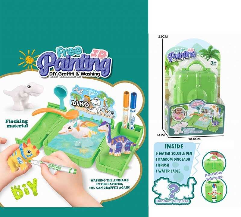 Набір для творчості 817 (120/2) флоксова фігурка тварини, 3 кольорові фломастери, бокс-ванночка, щіточка, на листі