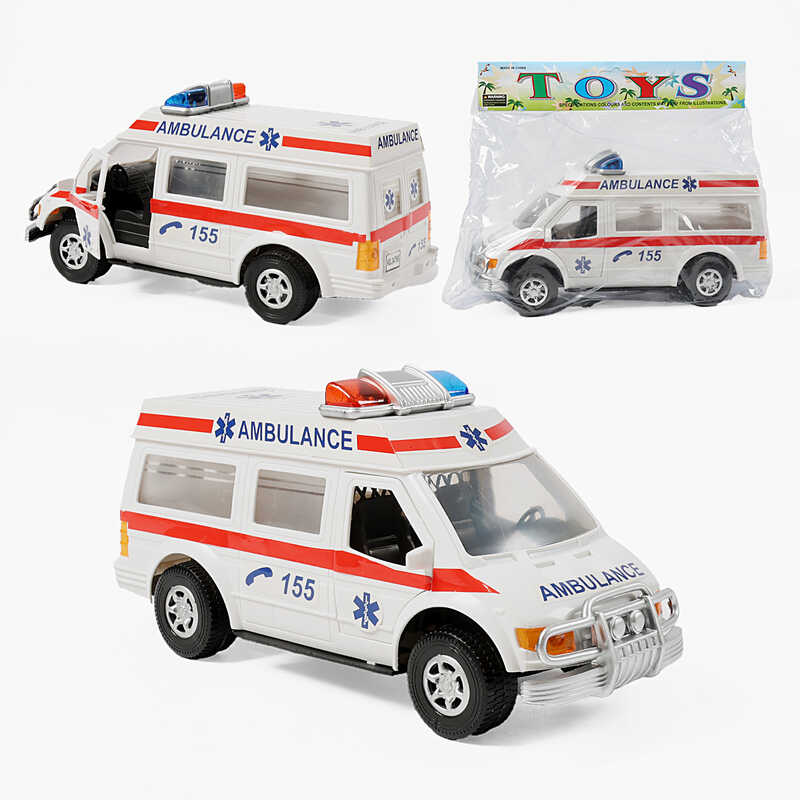 Машинка 34766 B (48/2)  “Швидка допомога”, розмір: 26х10.6х13 см, інерція, відчиняються двері, в пакеті