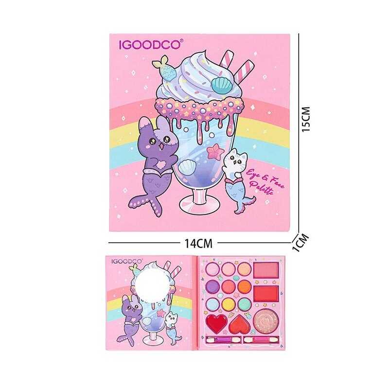 Косметика IG 35512 (192) 9 кольорів тіней та аплікатори, рум'яна, блиск для губ, у коробці