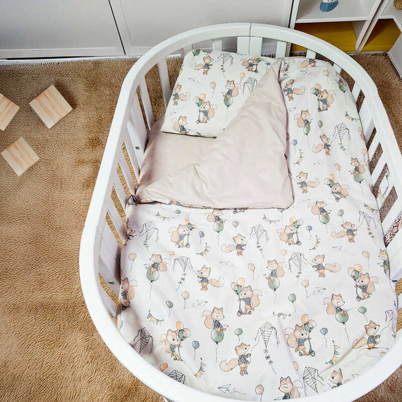 гр Змінний комплект постільної білизни для овального ліжечка "Лисеня" 44571 (1) тканина РАНФОРС, розмір 110*90 см "Bimbo"