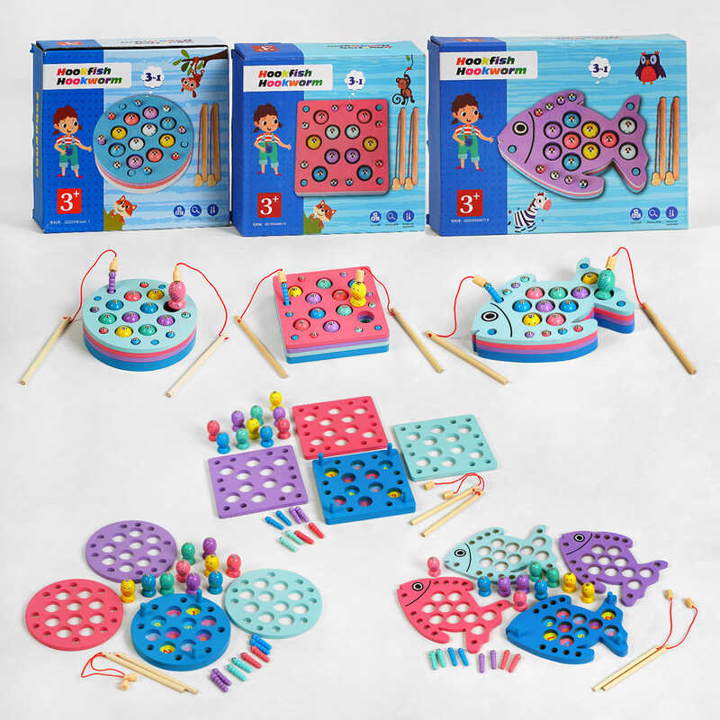 Магнітна риболовля C 60887 (48) 3 види, дерев'яна, вивчення цифр, розкладна платформа, в коробці, ВИДАЄТЬСЯ ТІЛЬКИ МІКС ВИДІВ