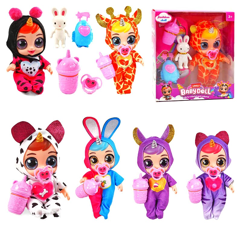 Лялька 216 A , 6 видів, в коробці, гумова, висота 20 см, говорить, сміється, плаче, знімний одяг, рухливі кінцівки, пляшечка, пустушка, аксесуари