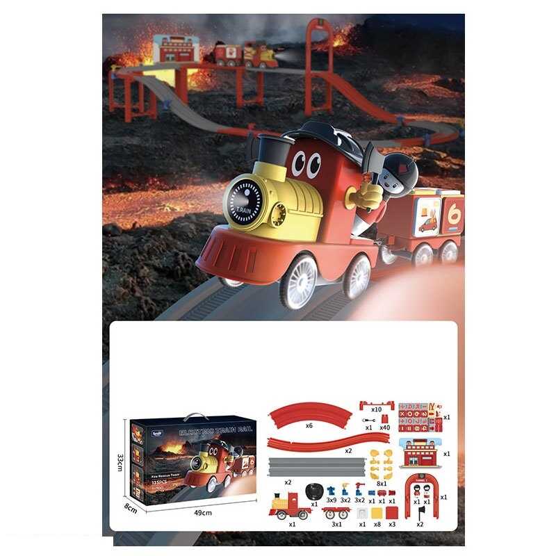 Залізниця 516 (12) 135 елементів, звуки, підсвічування, потяг, вагони, фігурки персонажів, муляжі оточення, в коробці