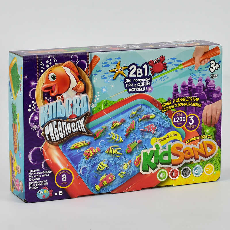 гр Гра велика 2в1 "Кльова риболовля" та "Кінетичний пісок Kidsand" KRKS-01-01U (5) "Danko Toys"