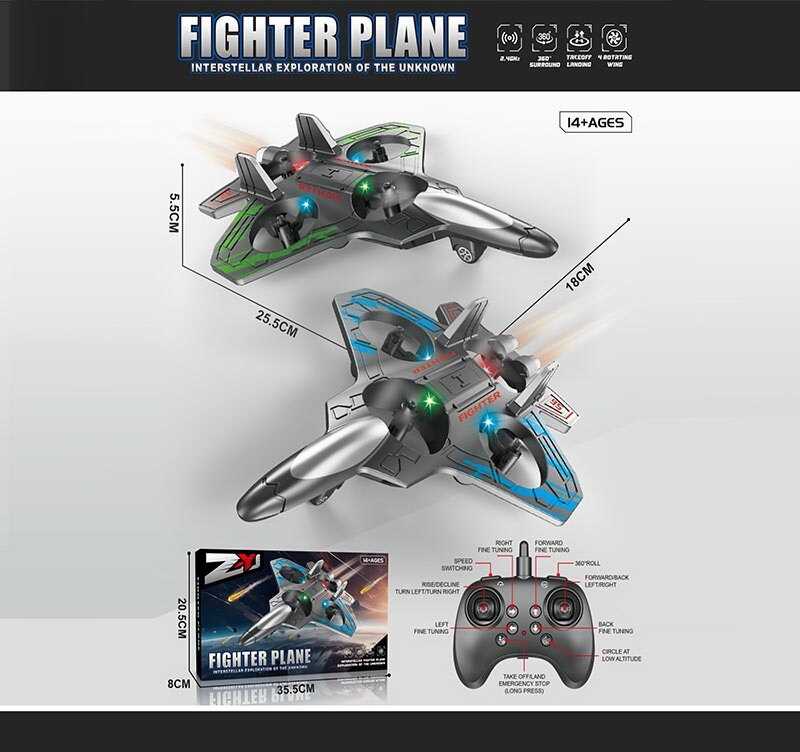 Літак на радіокеруванні 479-1 (36) 2 кольори, пульт 2.4 GHz, підсвічування, USB-кабель, поворот на 360°, акум. 3.7V, запасні лопаті, викрутка, в коробці
