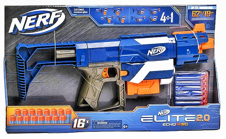 Автомат J 12 A “Nerf”, знімний приклад та магазин, 16 м'яких патронів на присосці, у коробці