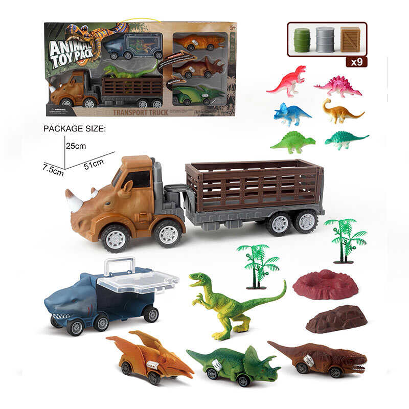 Набір машин 158-132 (40/2) 5 машинок, 7 динозаврів, аксесуари, інерція, в коробці