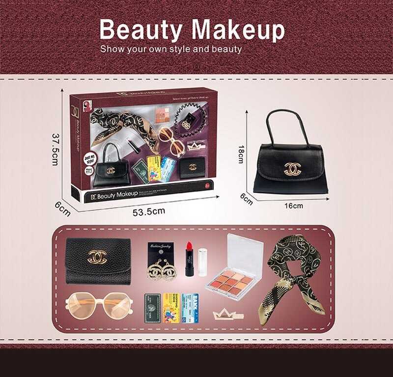 Набір аксесуарів S 2 (24) сумочка, хустинка, окуляри, палетка тіней, гаманець, обруч для волосся, помада, сережки, заколка, в коробці