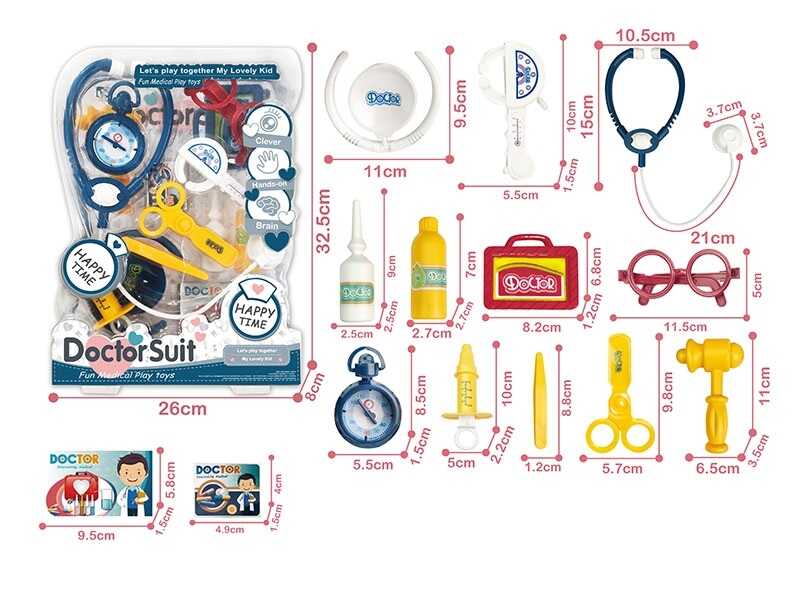 Набір лікаря 8806-1 (36) медичне приладдя, муляжі ліків, окуляри, у слюді