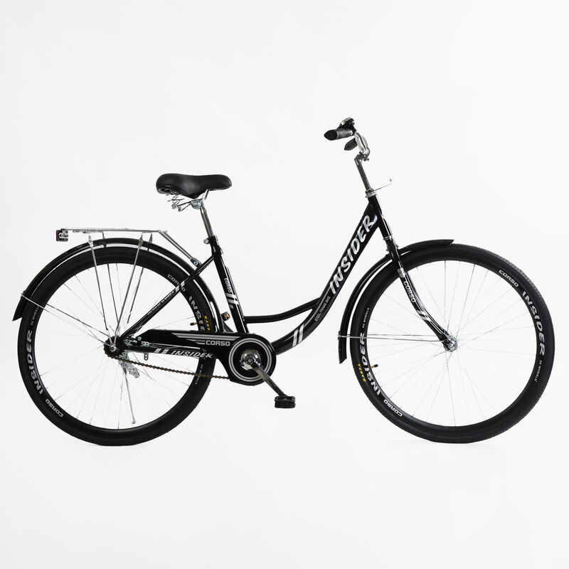 Велосипед міський Corso «Insider» 26`` SD-26832 (1) ЧОРНИЙ, одношвидкісний, сталева рама 16.5``, багажник