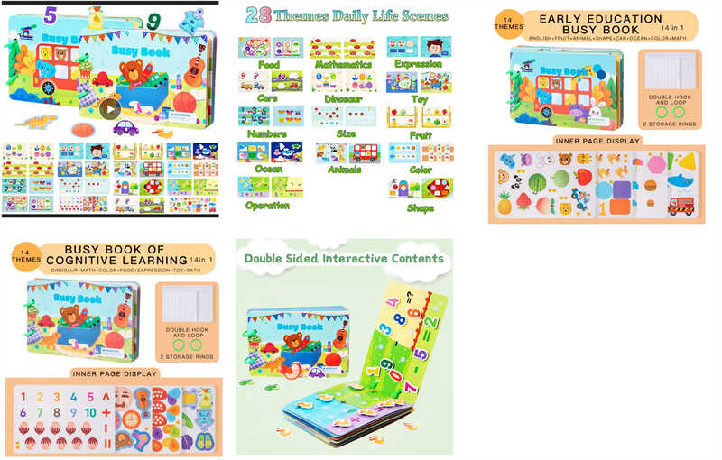 Книжка логічна C 73235 (132) 14 сторінок, картонна, елементи на липучках, цифри, кольори, тварини, геометричні фігури, в пакеті