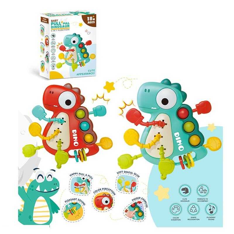 Брязкальце YD 750-14 (240/2) 2 кольори, “Динозавр”, поп-іт, гумові прорізувачі та елементи для перетягування, в коробці