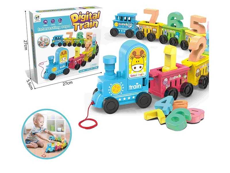 Логічний потяг BY 5001 (48/2) “Потяг”, 9 вагонів, цифри, наліпки, в коробці