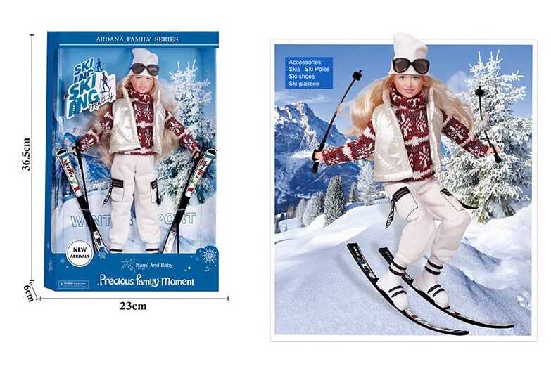 Лялька A 788 B (48/2) 30 см, шарнірні суглоби, окуляри, взуття, лижі, в коробці