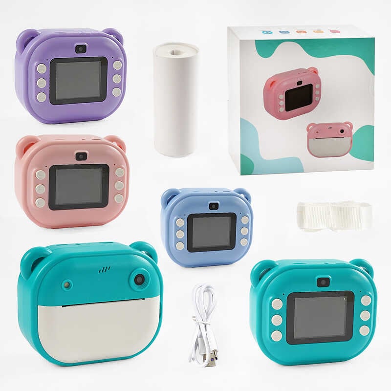 Фотоапарат-принтер C 66631 (40) 4 кольори, фронтальна камера, чб друк, USB-кабель, 2 рулони термопаперу, звук, фото, відео, ігри, SD роз’єм, в коробці, ВИДАЄТЬСЯ ТІЛЬКИ МІКС ВИДІВ