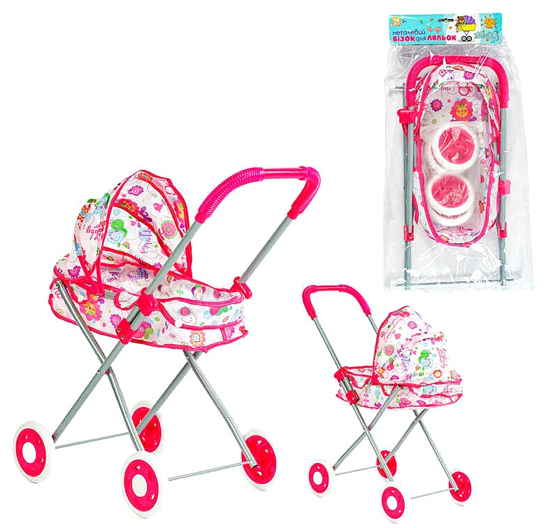 Візок для ляльок ТК 13-203 , складна конструкція, пупс до 35 см, в пакеті