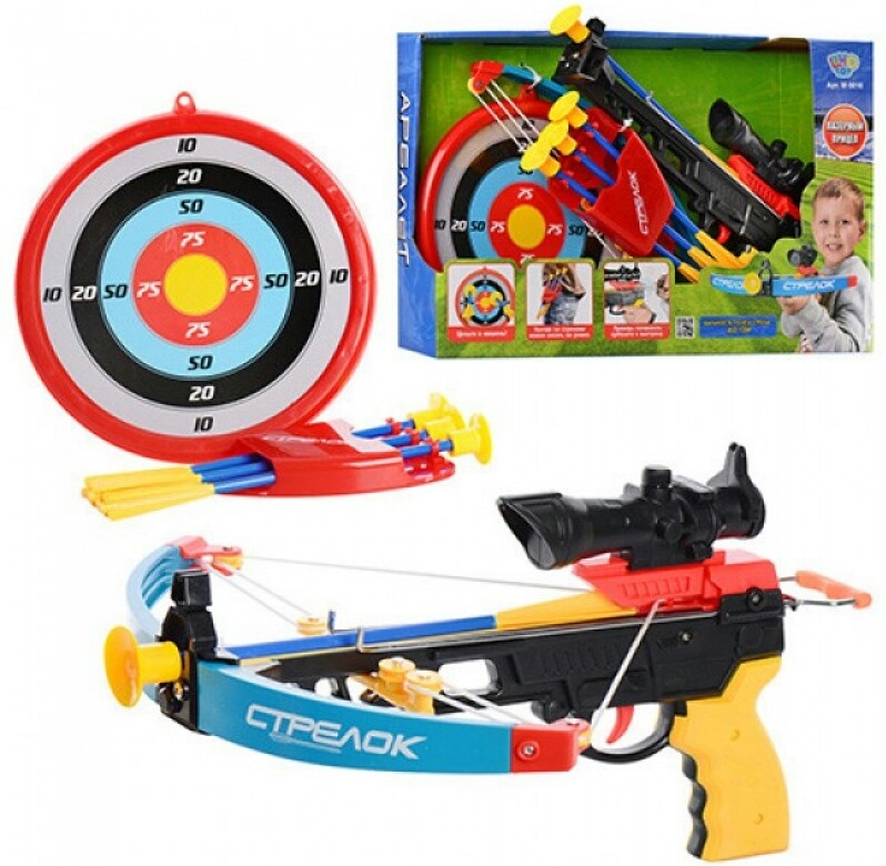 Арбалет 35881 L коробка, 4 стріли, лазер. прицiл, мiшень