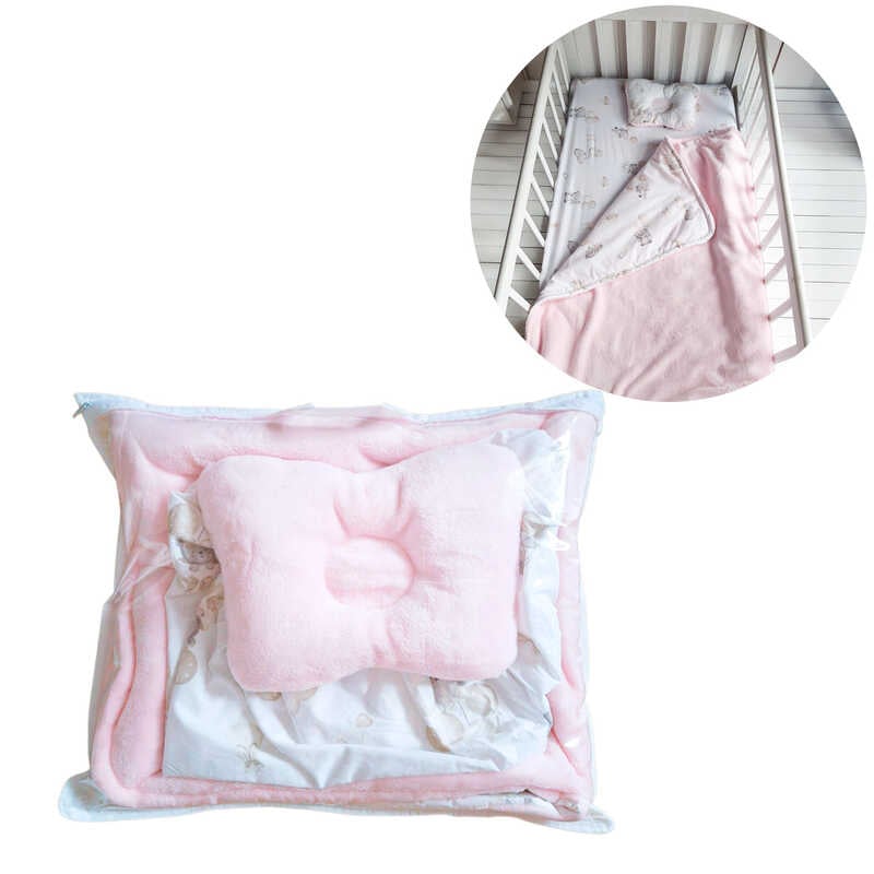 гр Комплект "3 предмети" 22738 подушка, ковдра, простирадло на резинці, тканина ранфорс, велсофт "Bimbo"