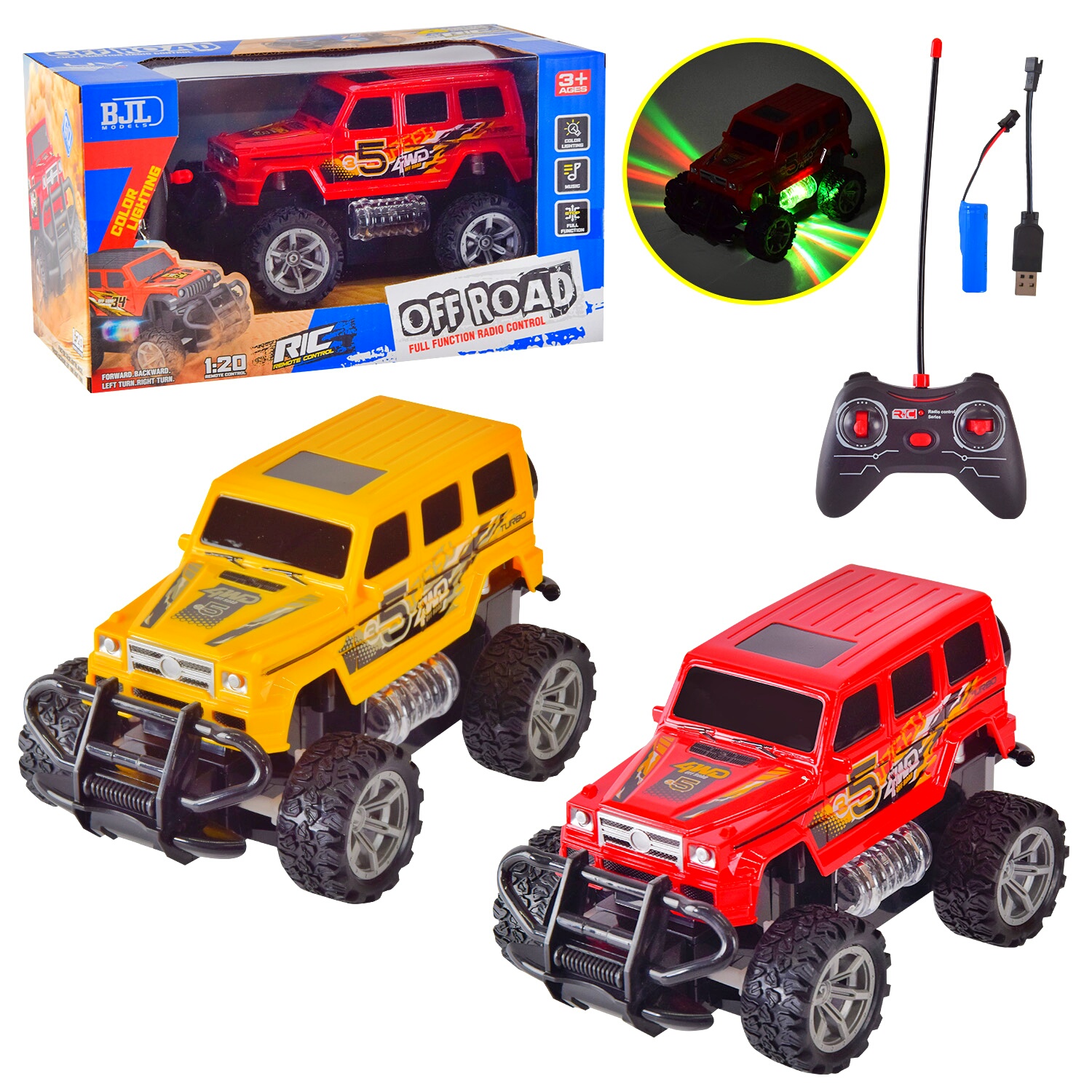 Джип на радіокеруванні BJL 254,  2 кольори, звук , світло , акумулятор 3,7 V, пульт 27 MHz,  в коробці