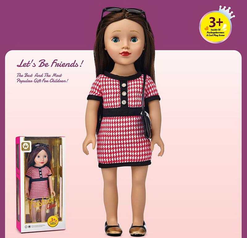 Лялька W 18 N 24 A (24) 43 см, закриває очі, знімне взуття, окуляри, сумочка, в коробці