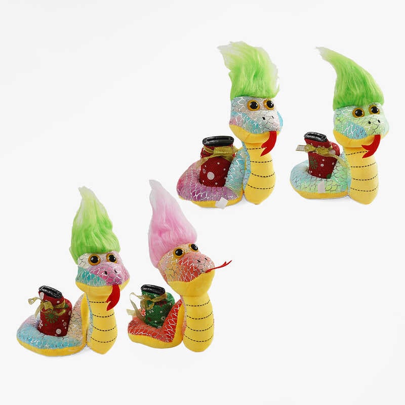 Скарбничка M 17628 (200) 4 види, символ року, змія, висота - 18 см, ОЗВУЧУВАННЯ УКРАЇНСЬКОЮ МОВОЮ, співає пісню, ВИДАЄТЬСЯ ТІЛЬКИ МІКС ВИДІВ