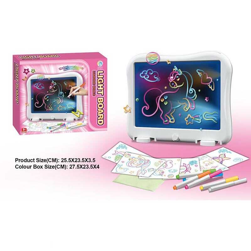 Дошка для малювання YM 15 (48/2) підсвічування, 6 трафаретів, 6 маркерів, в коробці