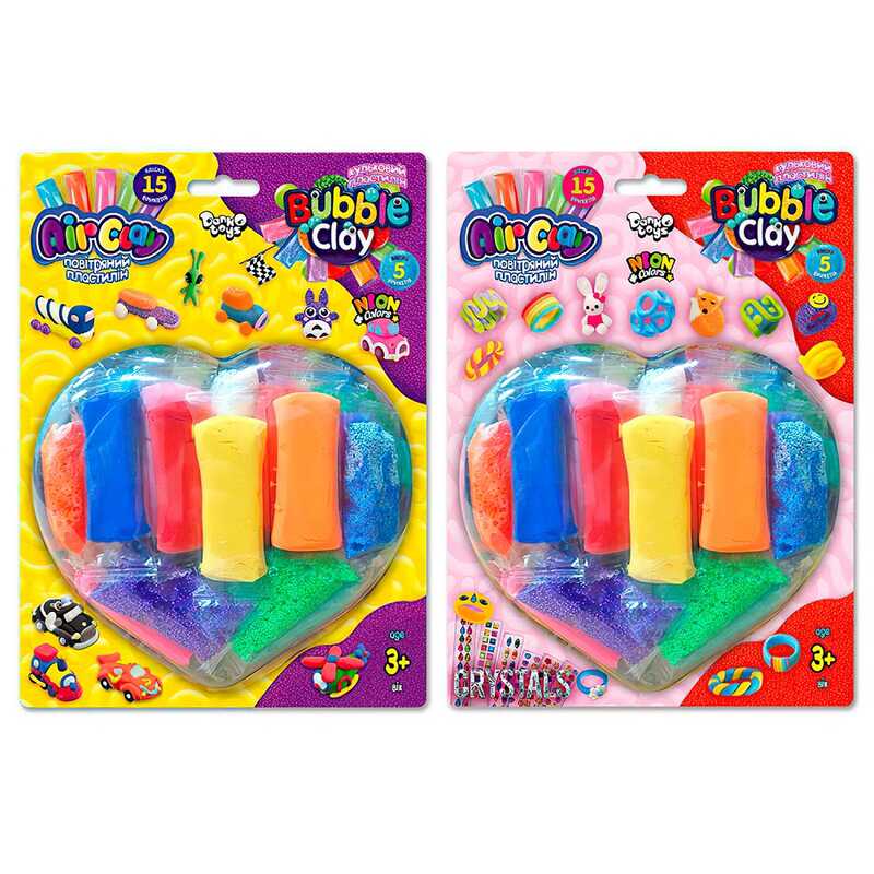 гр Набір кулькового та повітряного пластиліну "Air Clay + Bubble Clay" блістер ARBB-03-01,02 (24) "Danko Toys"