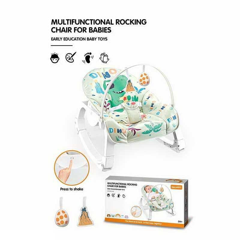 Шезлонг YK 7007 (6) заспокійлива вібрація, дуга з підвісками, на батарейках, регулювання положення, пискавка, в коробці