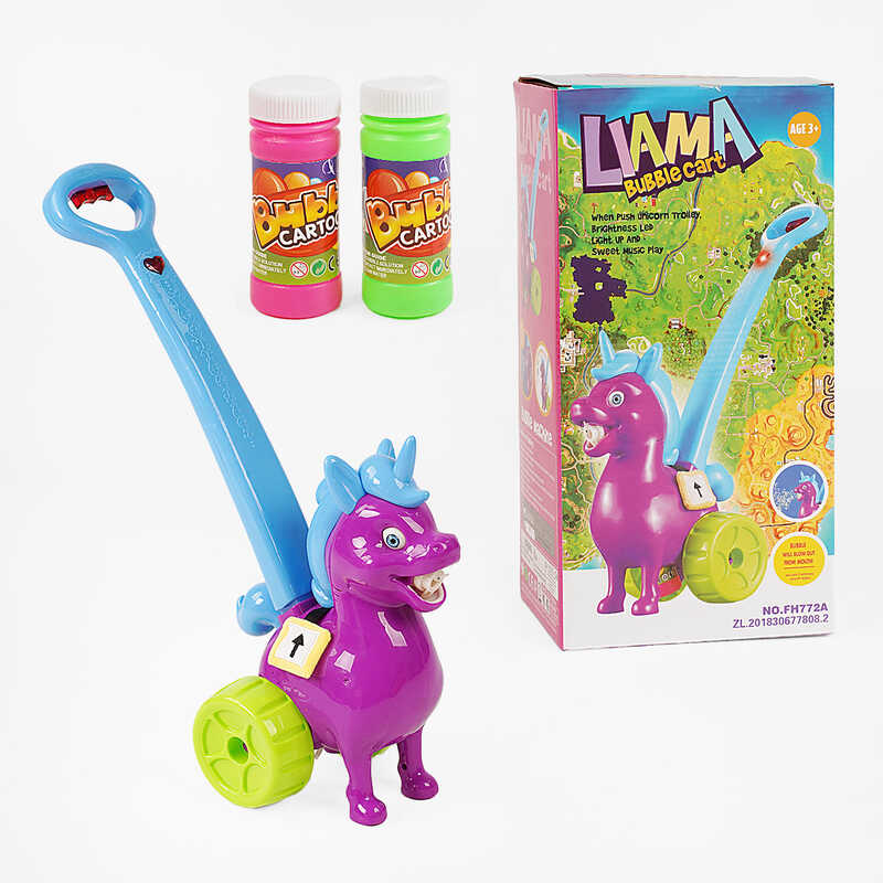 Каталка з мильними бульбашками "Єдиноріг" FH 772 A (24) мелодія, підсвічування, в коробці