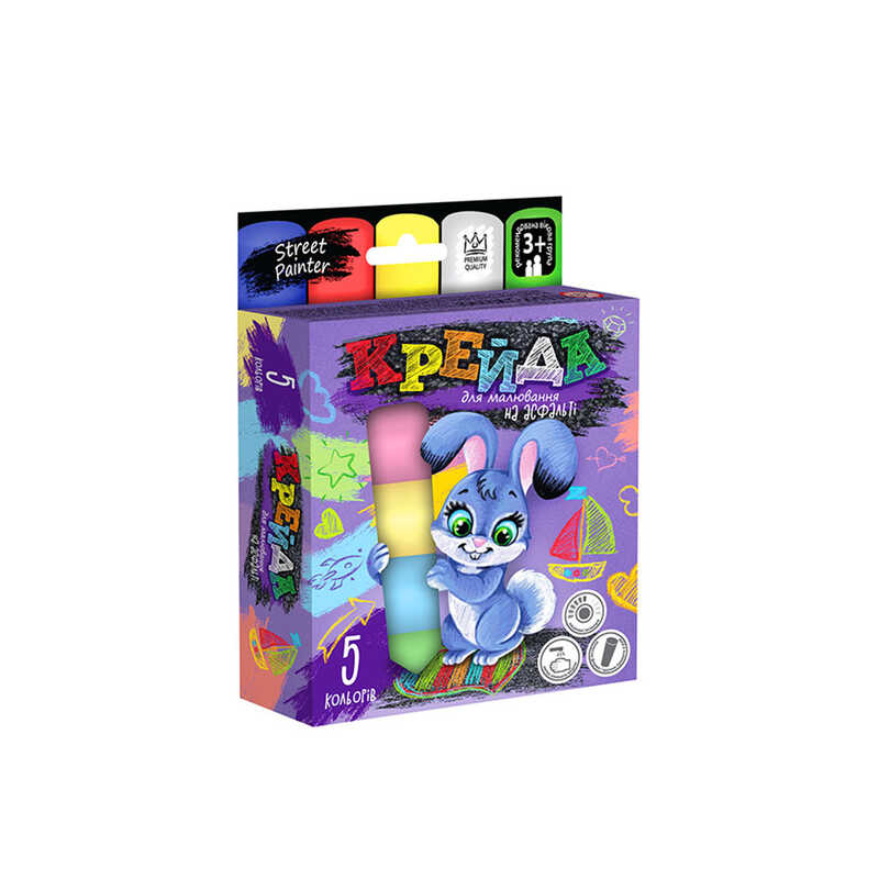 гр Крейда для малювання MEL-01-03U УКР. (20) "Danko Toys", d-2,5 см, 5 штук, кольорова