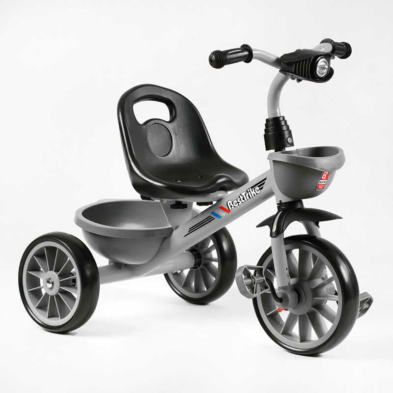 Велосипед 3-х колісний BS-18125 "Best Trike" (1) колеса EVA переднє 12’’, заднє 10’’, сталева рама, фара з музикою та світлом, 1 пісня українською та 2 англійською, 2 кошики, в коробці