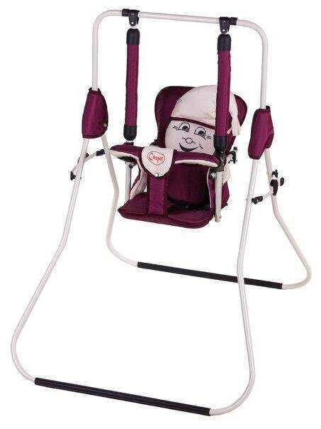 гр Гойдалка підлогова "Алінка" 204846 (1) бордово-бежевий, бежевий каркас, у пакеті