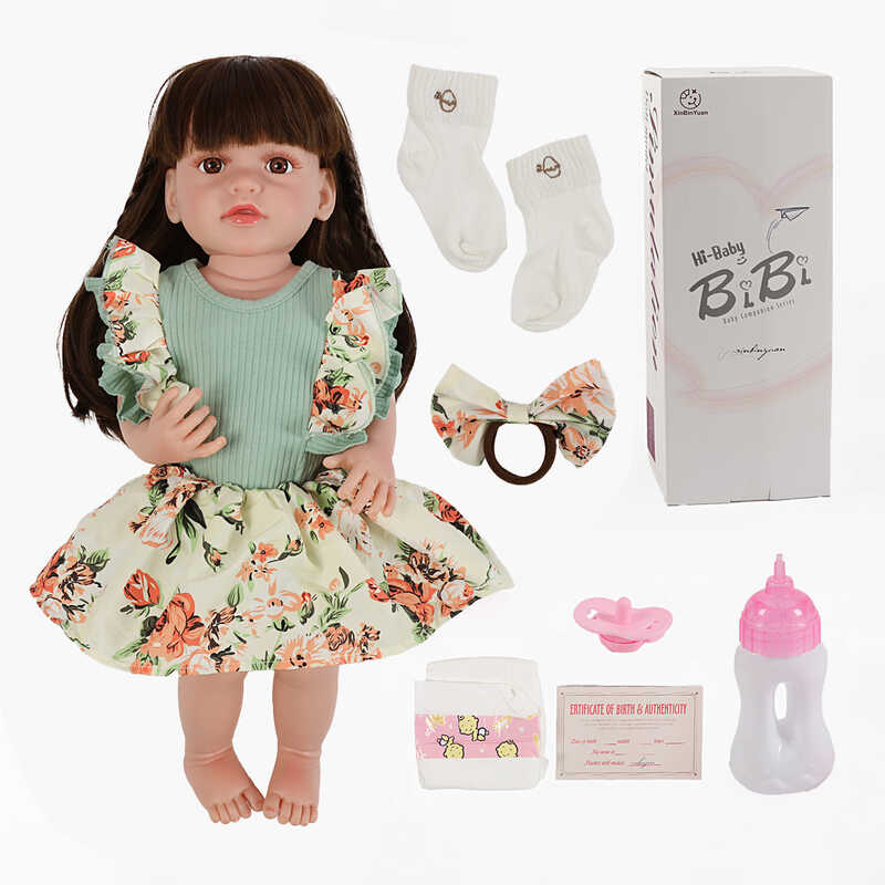 Лялька XBY 5526 IC (12) звуки, висота 52 см, гумова, пляшечка, памперс, соска, резинка для волосся, шкарпетки, в коробці