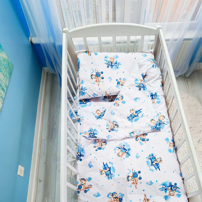 гр Постільний комплект "Ведмедик на літачку" 92047 (1) тканина БЯЗЬ GOLD LUX, розмір 110*90 см "Bimbo"