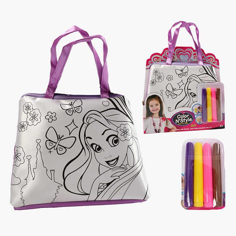 Сумка-розмальовка 613-1 (144/2) текстильна, 4 мініфломастери, застібається на блискавку, на листі