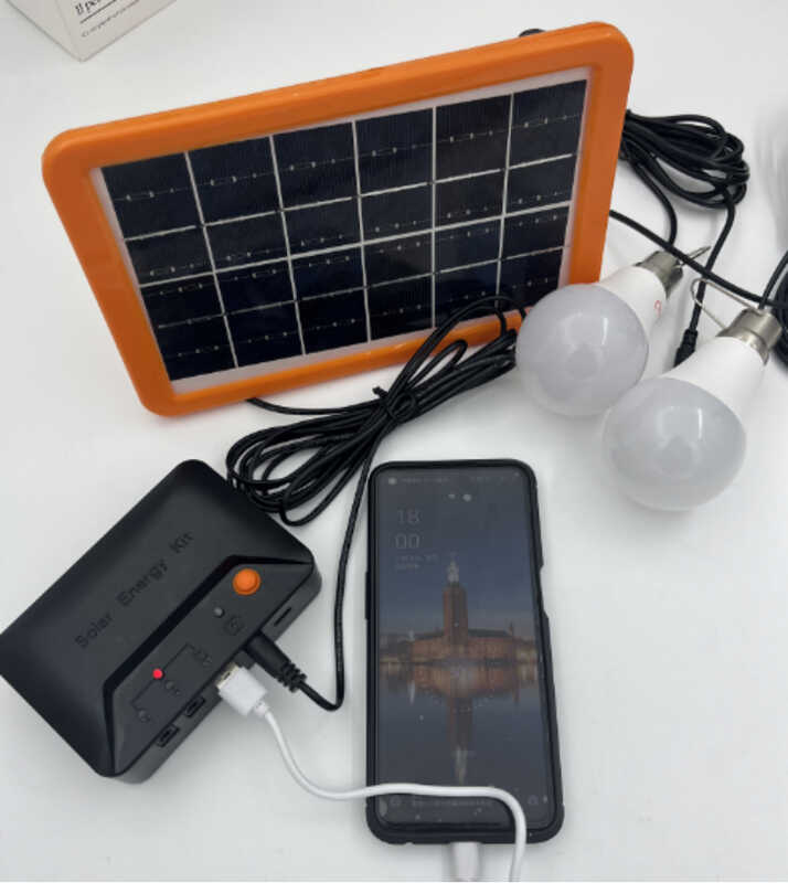 Зарядна станція С 68427 (20) сонячна панель, потужність 3 Вт, 2 LED-лампи по 150 LM з вимикачами, акумулятор 3.7 V 4000 mAh, кабель USB Type-C, у коробці