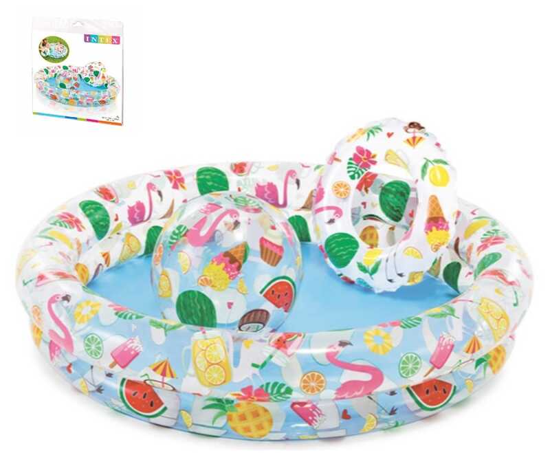 Intex Басейн 59460 NP "Зірки" (12) Коло, дитяче, 2 кільця, кольоровий з набором, розміром 122х25см, 150л, від 2-х років