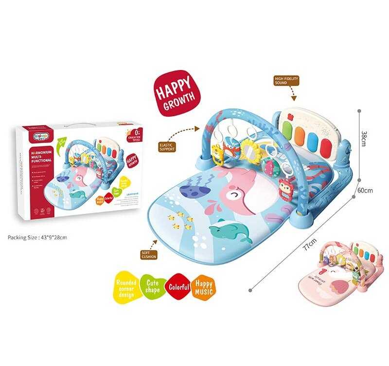 Килимок 668-220 (24) 2 кольори, 5 підвісок, на батарейках, підсвічування, мелодії, зміна режимів, піаніно, регулювання гучності, пискавка, люстерко, в коробці