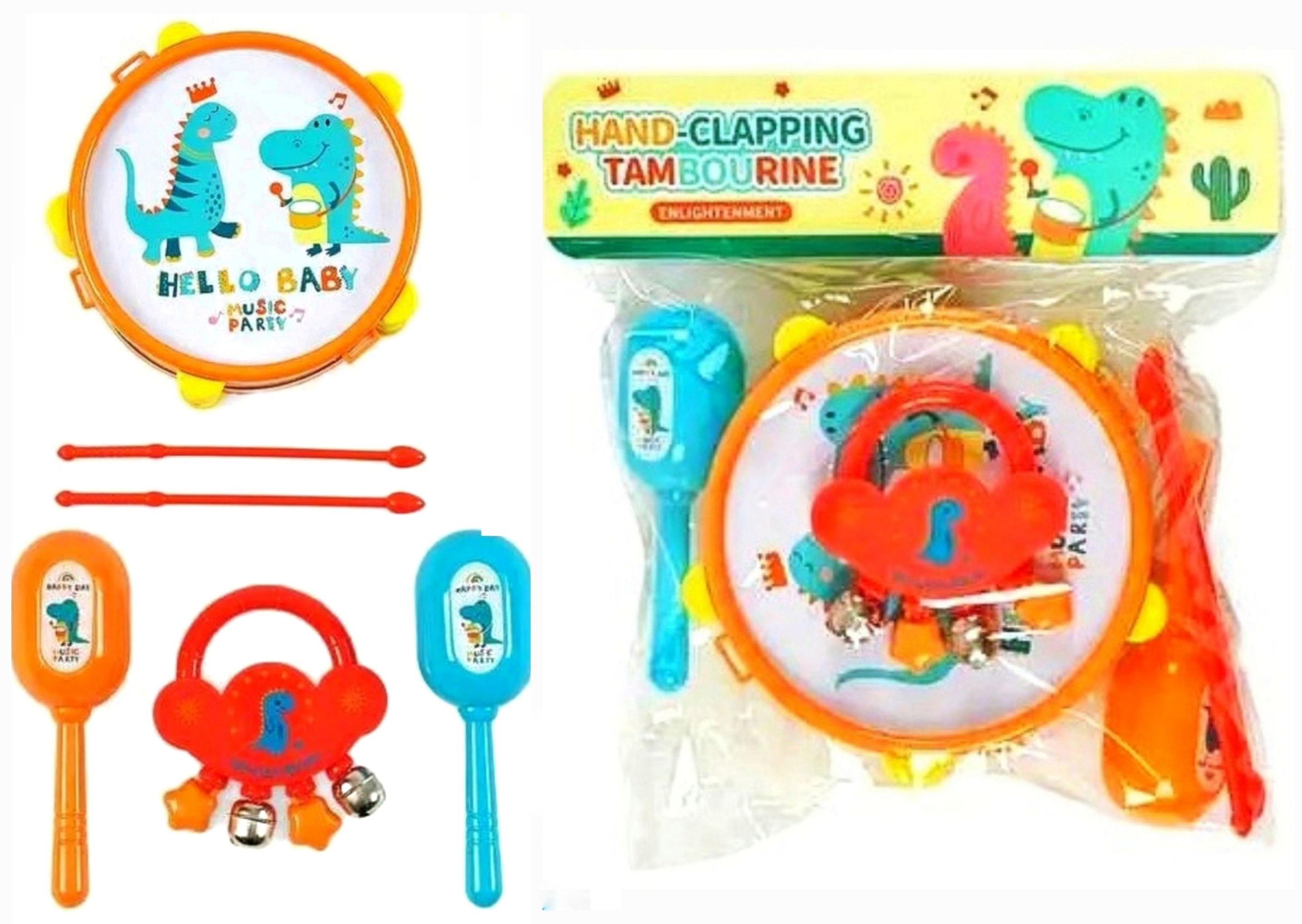 Музичні інструменти 8838-12 , 2 види, барабан, бубон, маракаси, в пакеті