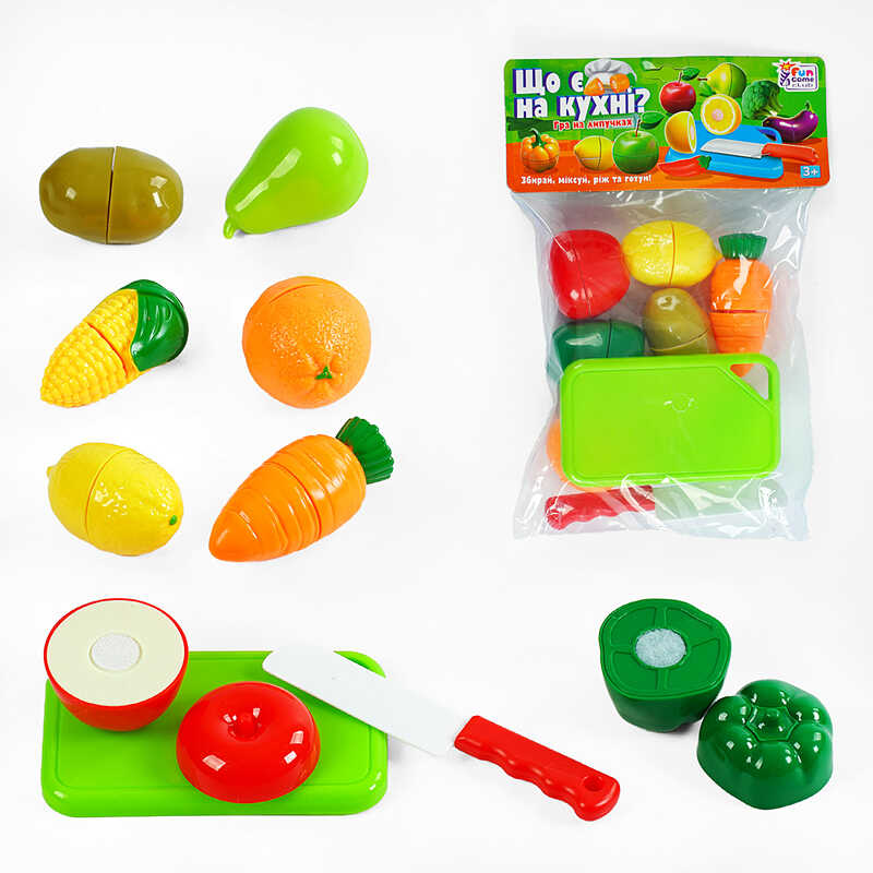 гр Продукти на липучках “Що є на кухні?” 65280 (192/2) "4FUN Game Club", 10 елементів, обробна дошка, ніж, у пакеті